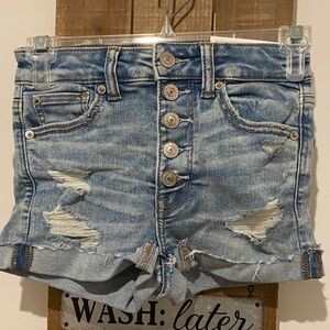 American Eagle Outfitters Light Blue Distressed Jean Shorts